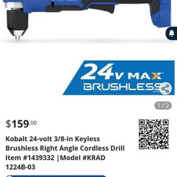 Kobalt 24-volt 3/8-in Keyless Brushless Right Angle Cordless Drill

