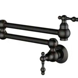 Luxury Sturdy Pot Filler 1.8 GPM Wall Mounted Dual Handles Cold Only Solid Brass in Oil Rubbed Bronze