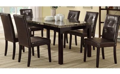 6 chairs with marble table