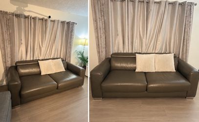 Dark Gray Leather Loveseat Sofa bed