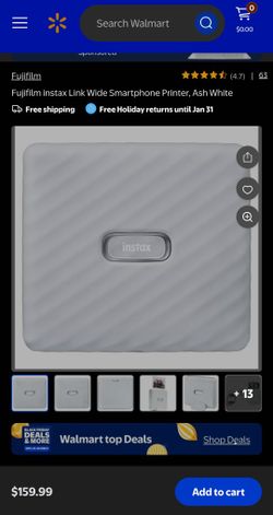 Fujifilm instax Link Wide Smartphone Printer, Ash White