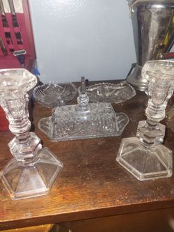 Tiffany vintage crystal holders amd American Crystal dishes