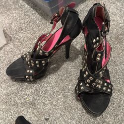 Black Riveted Promise Strappy Heels