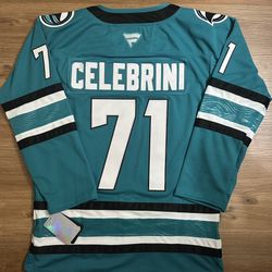 San Jose Sharks Celebrini Teal Jersey Stitched 