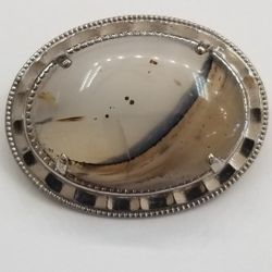 Silver Pin With Lace Agate