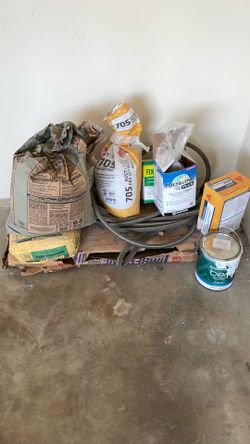 Free mortar mix, cement, grout, roofing, bbq, trampoline, fence and mixed vinyls pieces