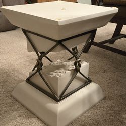 Off white base with glass top