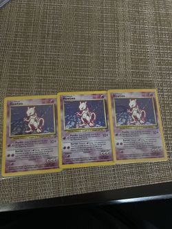 3 Pokémon Base 2 Set Mewtwo Holo Lot of 3 – Vintage WOTC 1999 – Card #10/102