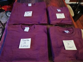 Brand New Gildan Youth T-Shirts - Maroon/Burgundy (15 Total)