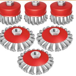 DIYSELF 6 Pack Wire Wheel For Angle Grinder, 3-Inch & 4-Inch Wire Brush For 4 1/2 Angle Grinder, Fit For 5/8 Inch Threaded Arbor, Angle Grinder Attach