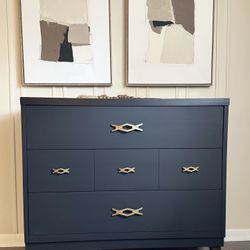 Solid Wood Dresser, Refinished Black