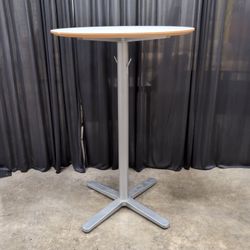 IKEA White Round Pedestal Bar Table with Hooks