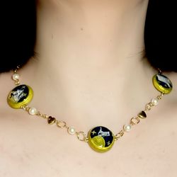 Cosmic Choker — Metallic Collage Charm Gold-Plated Necklace