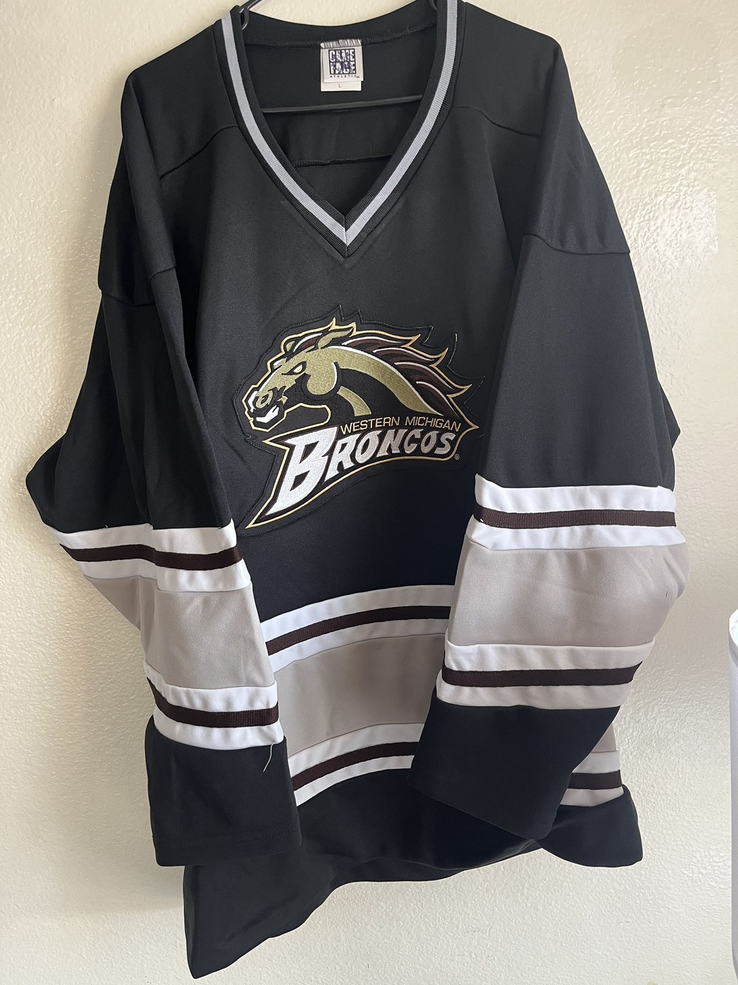 Rare Vintage Western Michigan University Broncos Hockey Jersey USA Sz Large