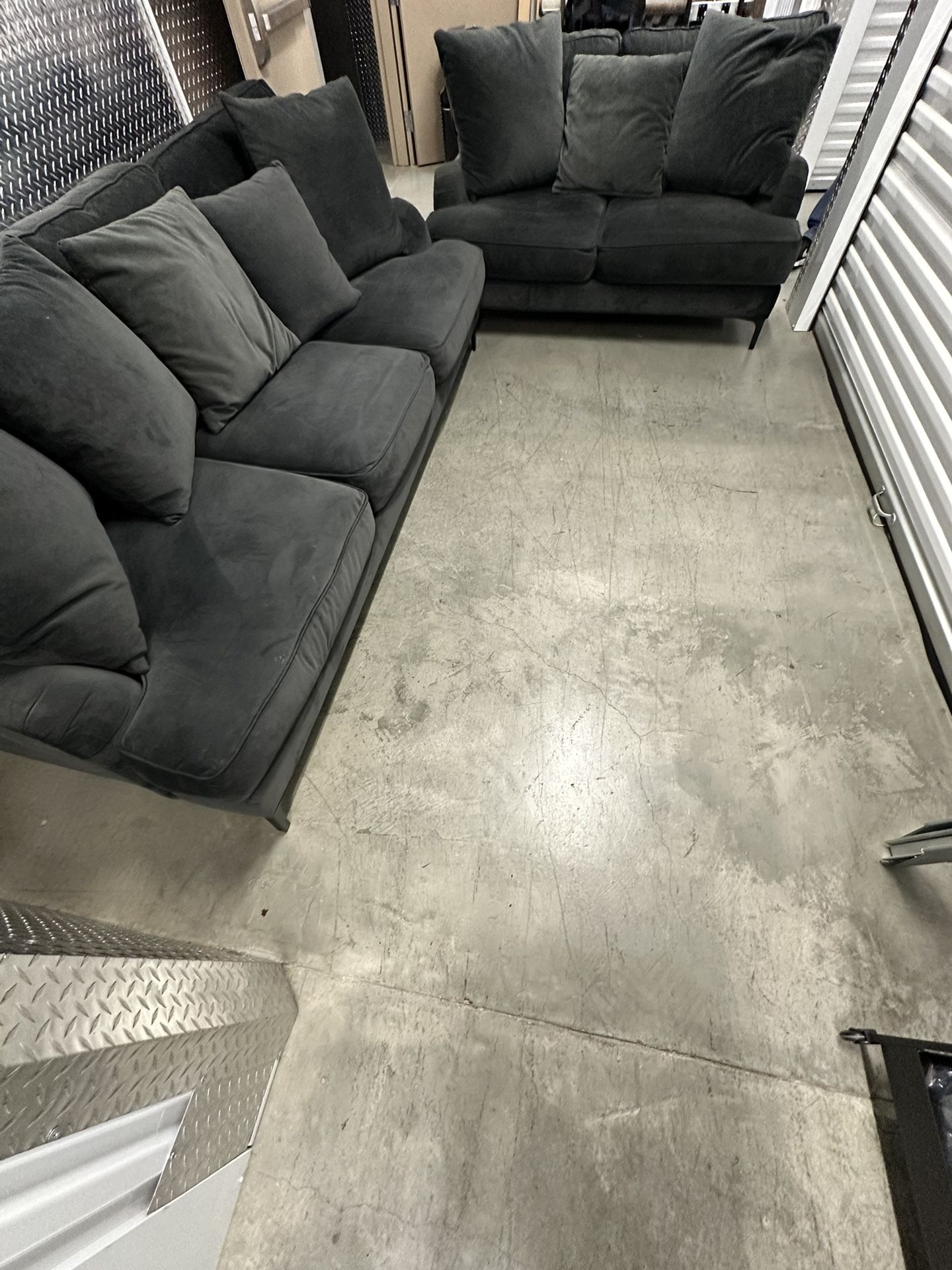 Living Spaces Black Suede Couches