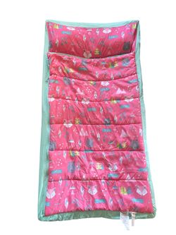 Kids Folding Travel Bed Cot Mint Green Pink - Two