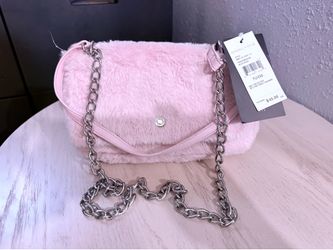Kendall + Kylie pink faux fur handbag purse
