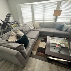Modular Sofa With Ottoman- Seven Pieces Total 