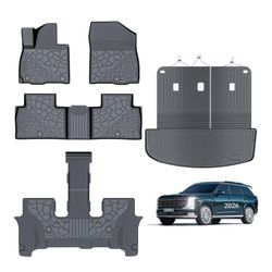 Car Floor Mats for Hyundai Palisade 2026 Gasoline, Cargo Liners with Seat Back All Weather Protectio