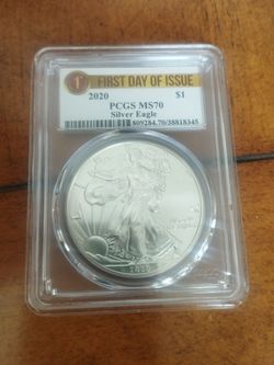 2020 Silver Eagle PCGS MS70 First Day of Issue