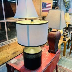 Black & Gold Ceramic Table Lamp 25.5” Tall