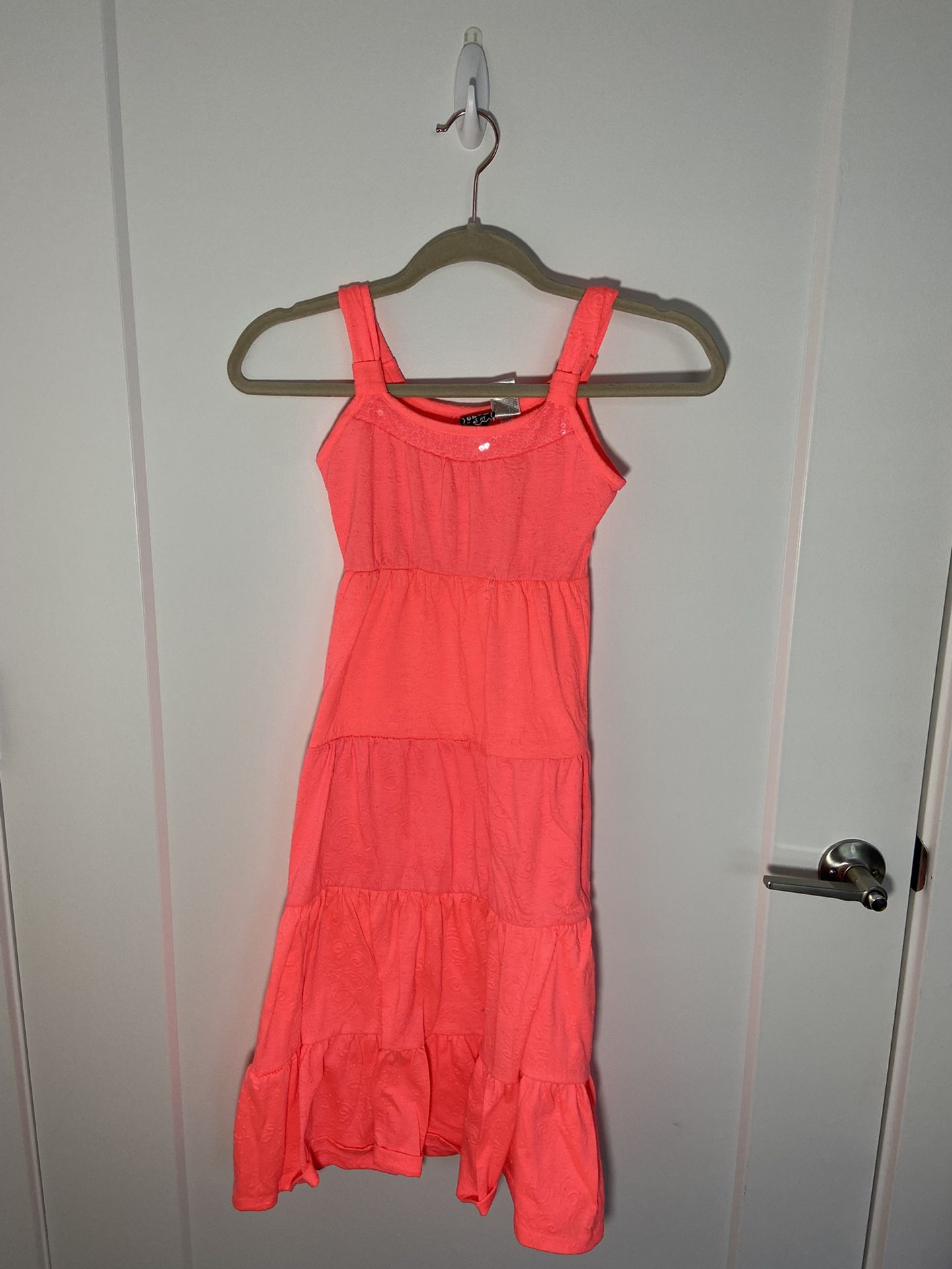 Girls’ (Small 7/8) Long, Coral Dress