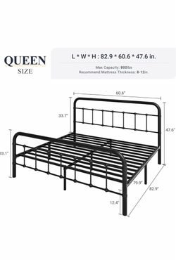 Queen size bed frame & 14 inch cool gel mattress firm