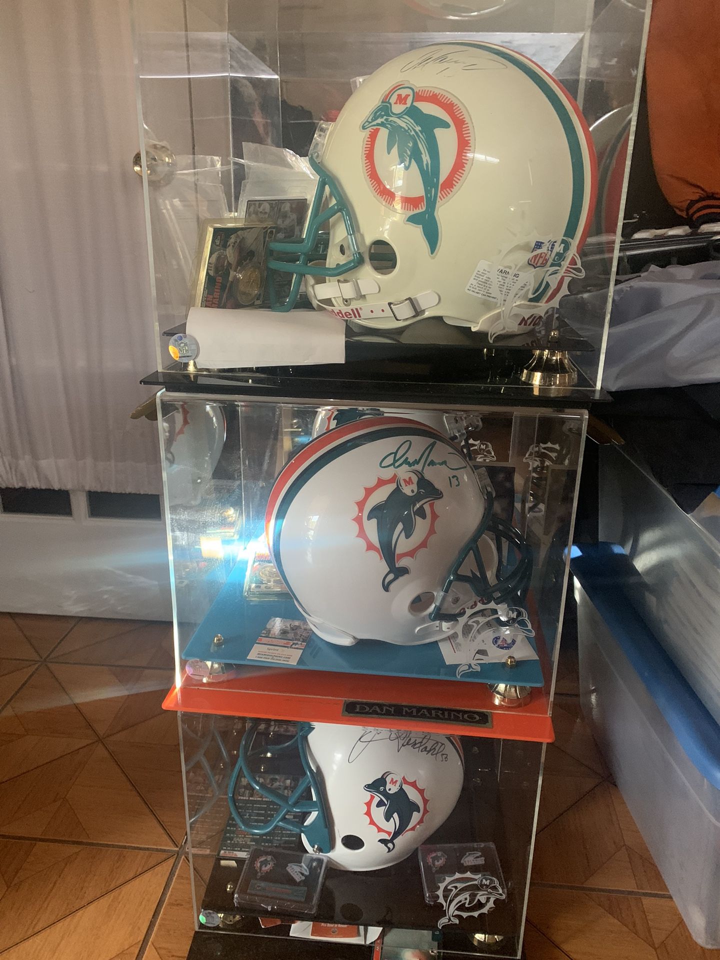 3 Autographed Miami Dolphin Helmets