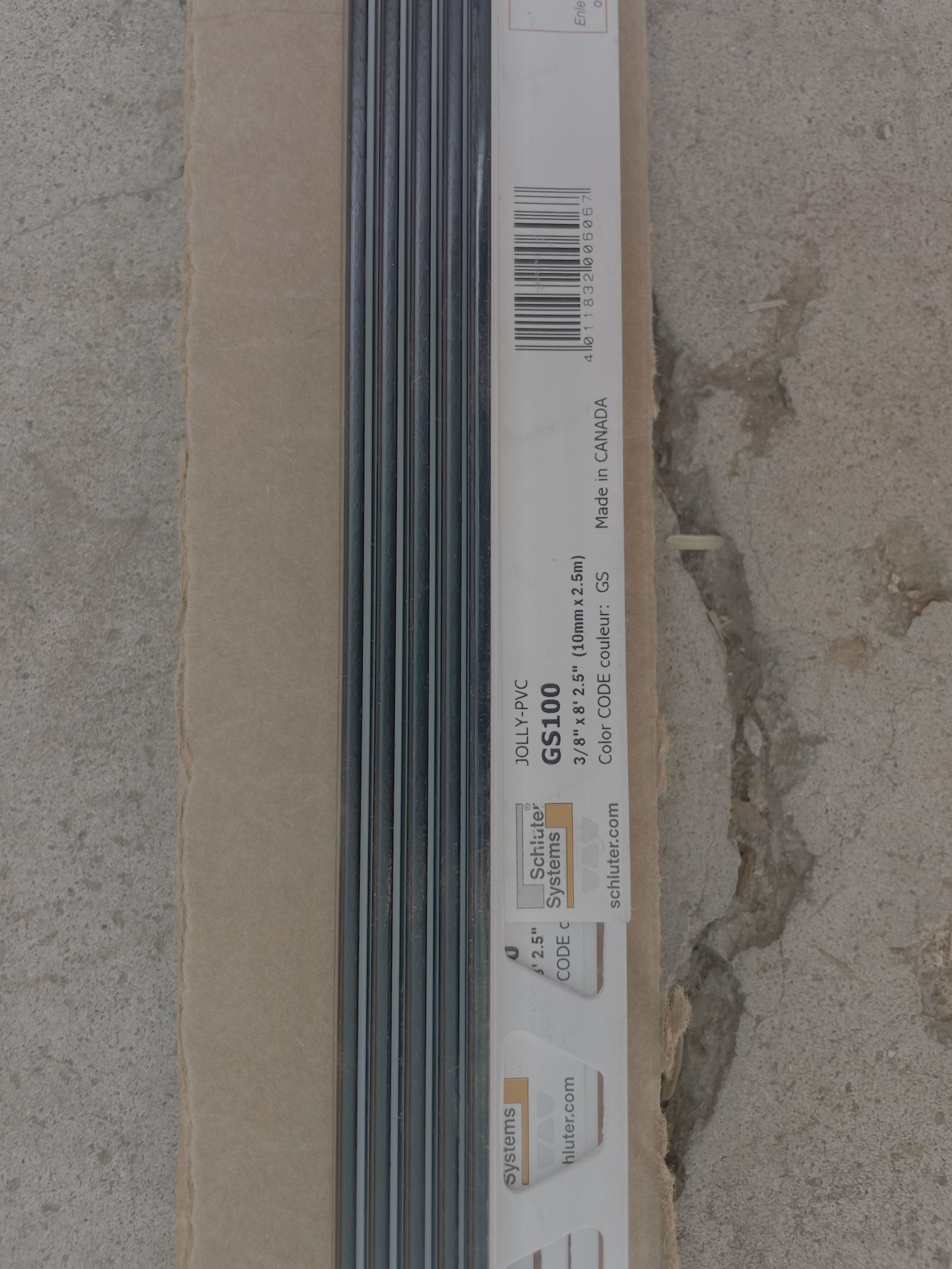 Schluter JOLLY-P Wall Tile Edging Trim - PVC Plastic Black 3/8" x 8' 2