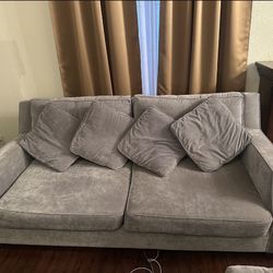 Grey Sofa, Side Chair And Ottoman