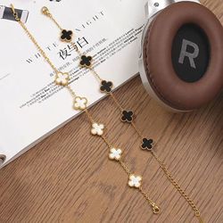 Titanium steel does not fade four-leaf clover niche design high-end sense stacking lucky grass best friend