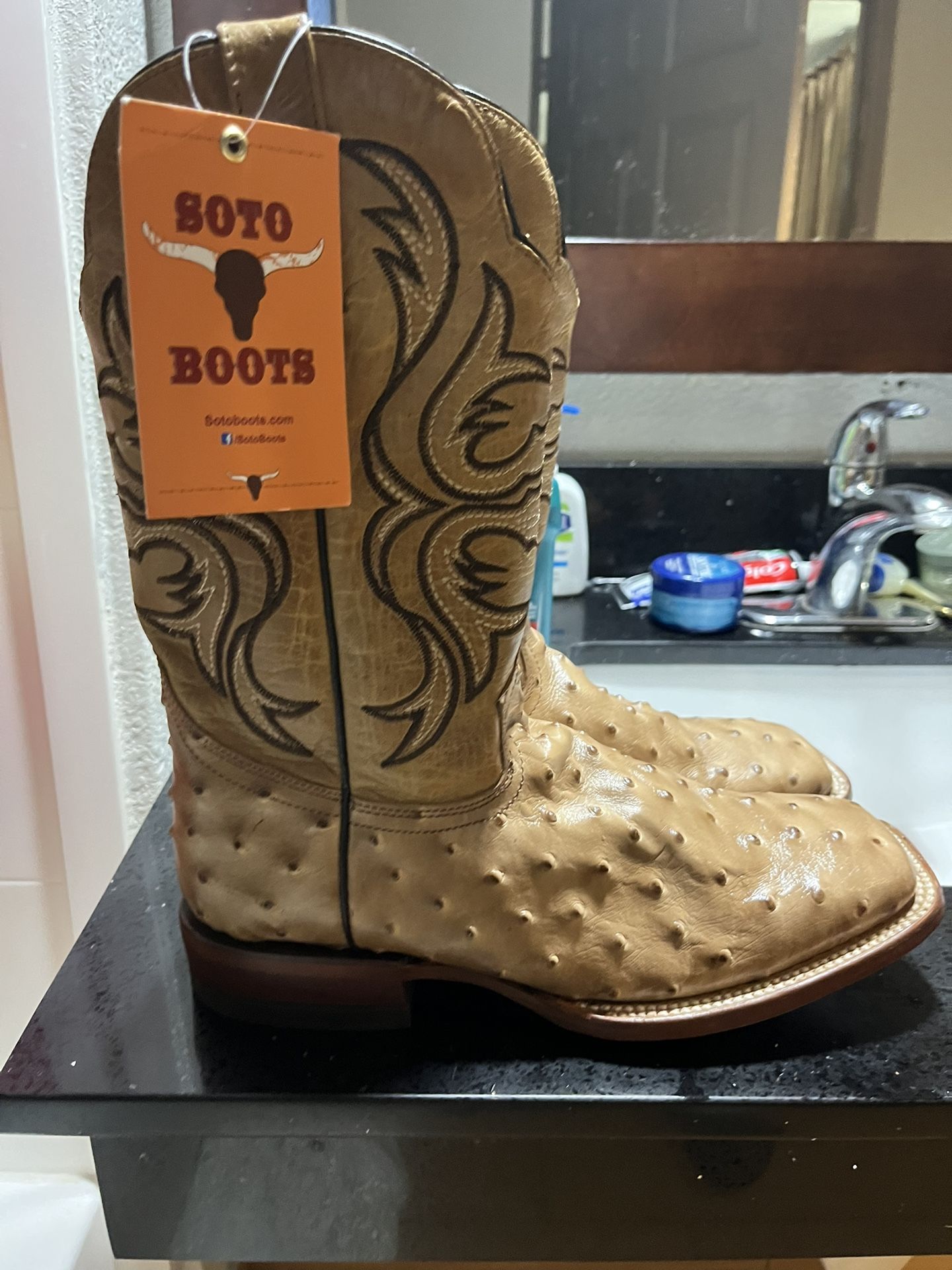 Soto Boots Ostrich Print