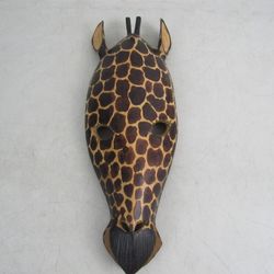 African Hand Carved Wood Giraffe Folk Art Tribal Mask 16" Tall


