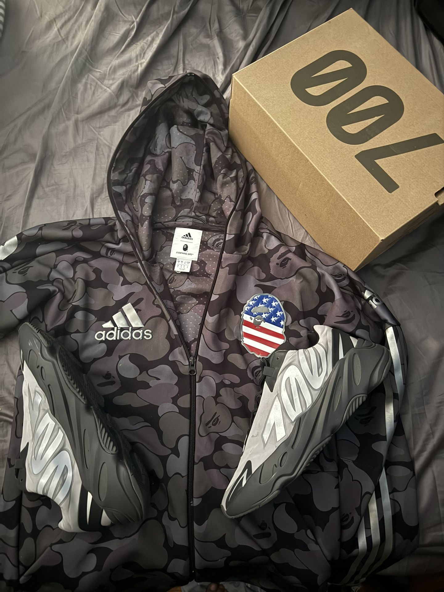 Bape X Adidas Hoodie & Yzy 700 Size 11