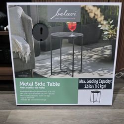🌟 NEW Belavi Metal Side Table – Indoor/Outdoor Patio Accent Table – Black – Easy Assembly