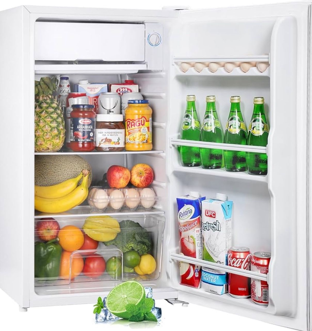 Upstreman 3.2 Cu.Ft Mini Fridge with Freezer, Single Door Mini Fridge, Dorm Fridge, Adjustable Thermostat, Mini Refrigerator for Dorm, Office, Bedroom