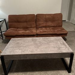 Minimal Concrete Style Coffee Table (Wood and Metal)