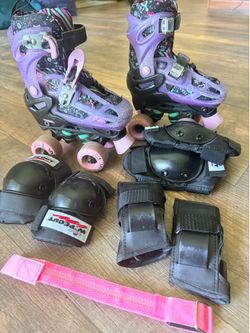 Kids Adjustable Roller Skates with Full Protective Gear Set