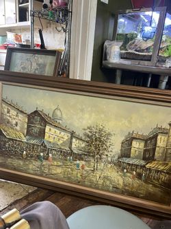 Vintage Large Oil Painting 