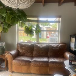 Brown Leather Couch Good Condition