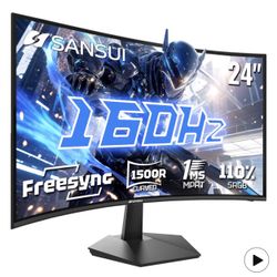 24 Inch Curved 160Hz Gaming Monitor,1500R Curved Gaming Monitor FHD 1080P Computer Monitor 