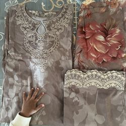 Maria B Lawn Embroidery Neckline Suit