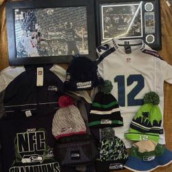Seattle Seahawks Lot (14) Shirts, Signed Photos, Super Bowl, (JERSEY NO LONGER AVAILABLE)