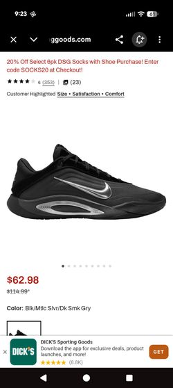 Nike A'One Basketball Shoes 4.5Y 6 Womans
