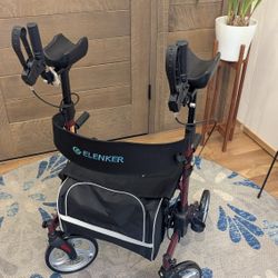 Lenker Upright Walker - Posture Rollator w/ Seat & Bag - Like New 