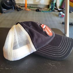 Vintage 1980s Rolling Stones Trucker Hat Snapback Mesh Cap Tongue Logo Rock Band
