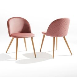 Homy Casa 2 Piece Pink Rose Zomba Velvet Upholstered Dining Chair