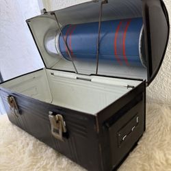 Vintage Aladdin Industries Metal Black Lunch Box Nashville, TN USA  And Vintage KEAPSIT American Thermos Vacuum Bottle