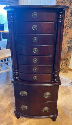 Vintage Standing Jewelry Armoire Chest