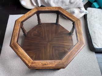 Solid Wood Glass Top coffee table